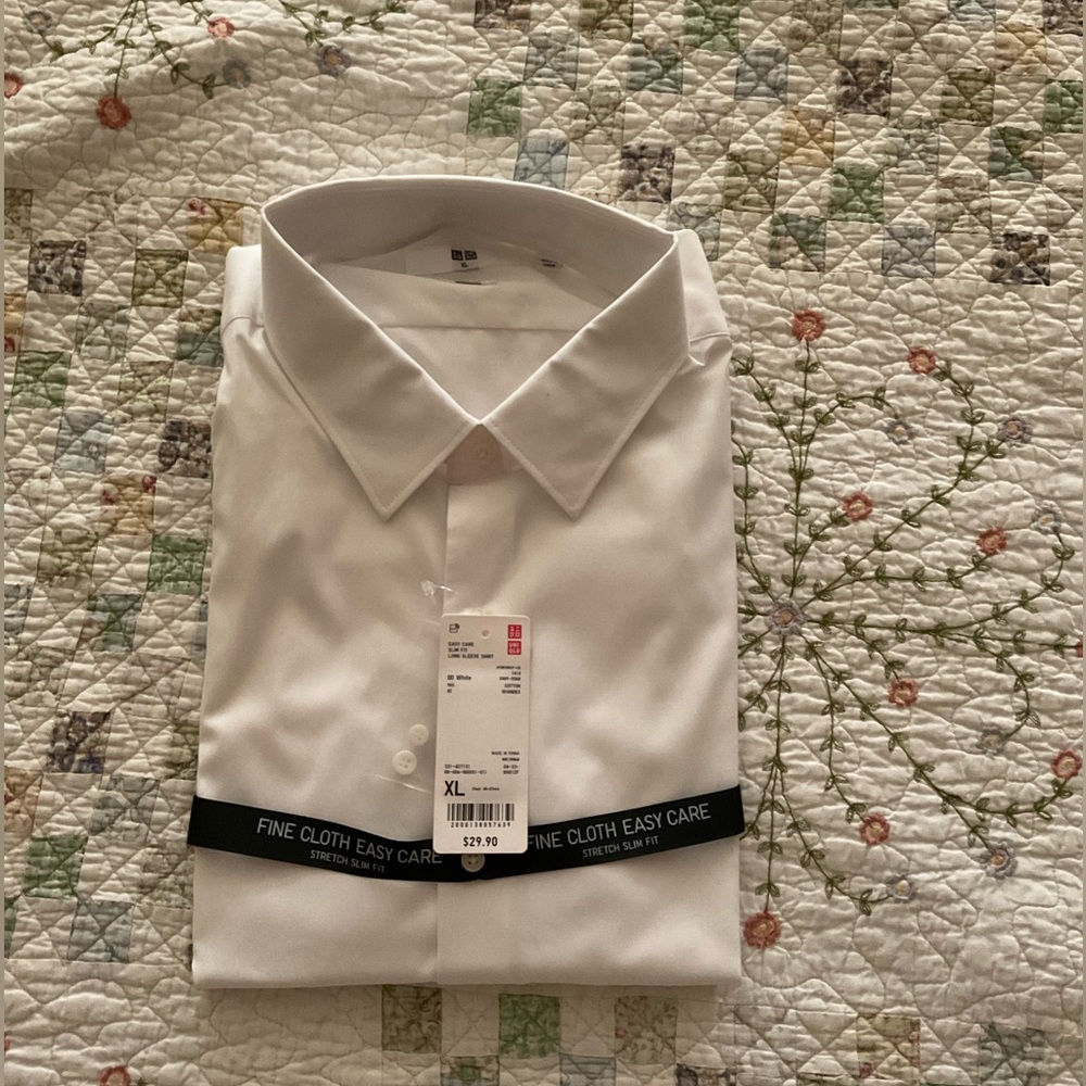 3 Uniqlo - Easy Care, Slim Fit, long sleeve shirt - Fine cloth, stretch slim fit